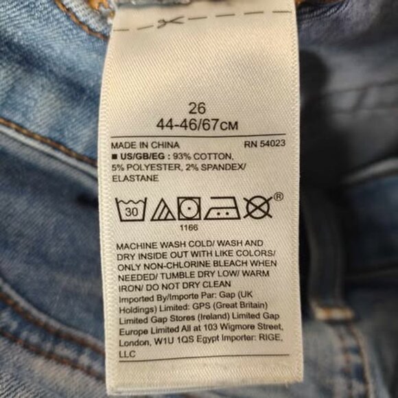 GAP Blue Denim True Skinny High-Rise Button Fly Jeans Size 26 Distressed Raw Hem - Picture 10 of 11